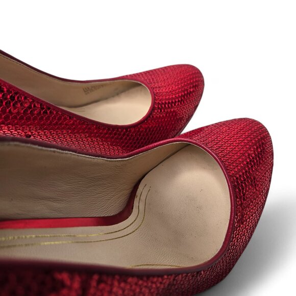 Cole Haan Chelsea Nike Air Pumps Women's Ruby Red Sequin Dressy Evening Flashy 8 - Picture 9 of 12